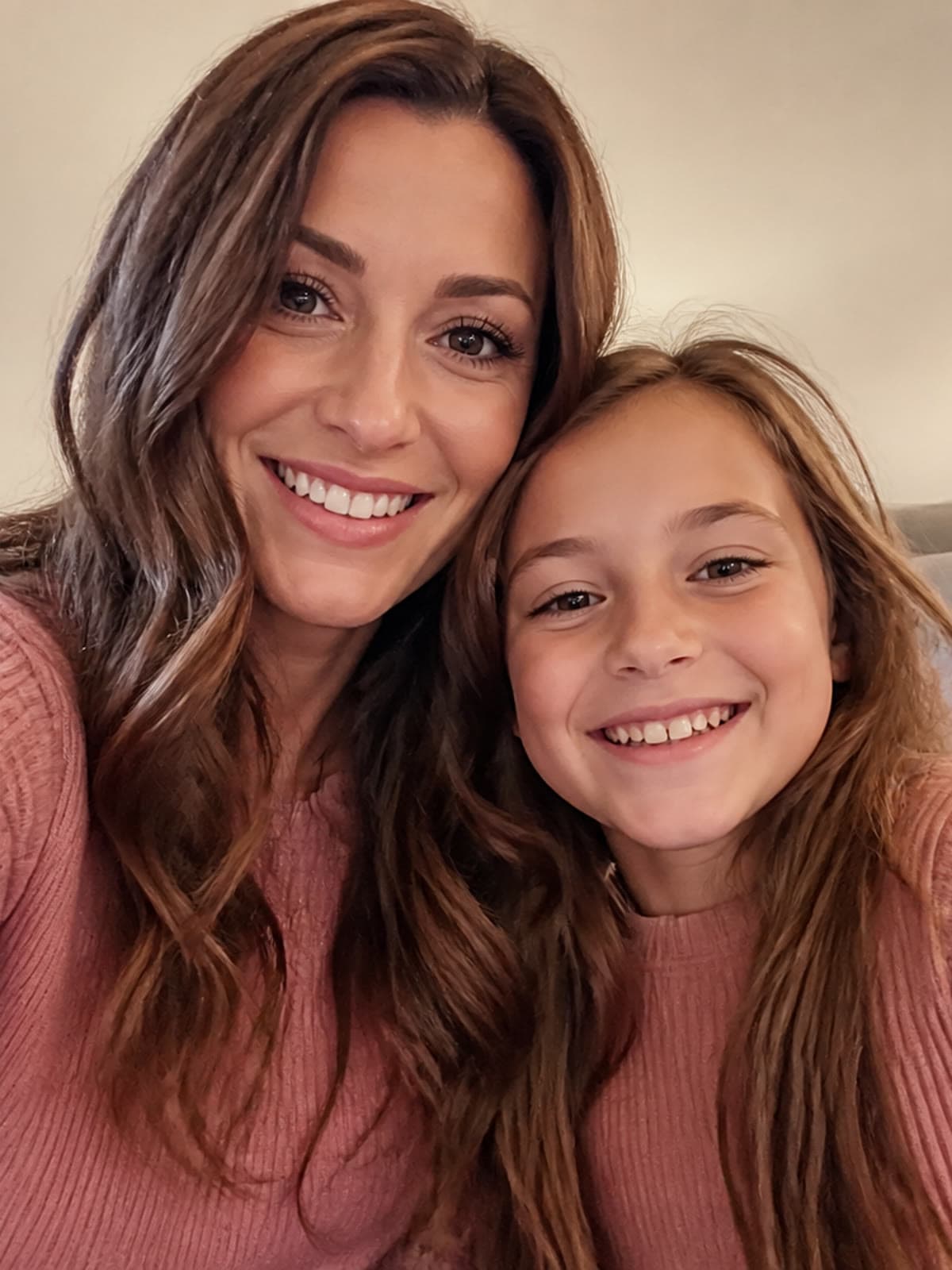 Original photo: a mother and her daughter smiling at the camera