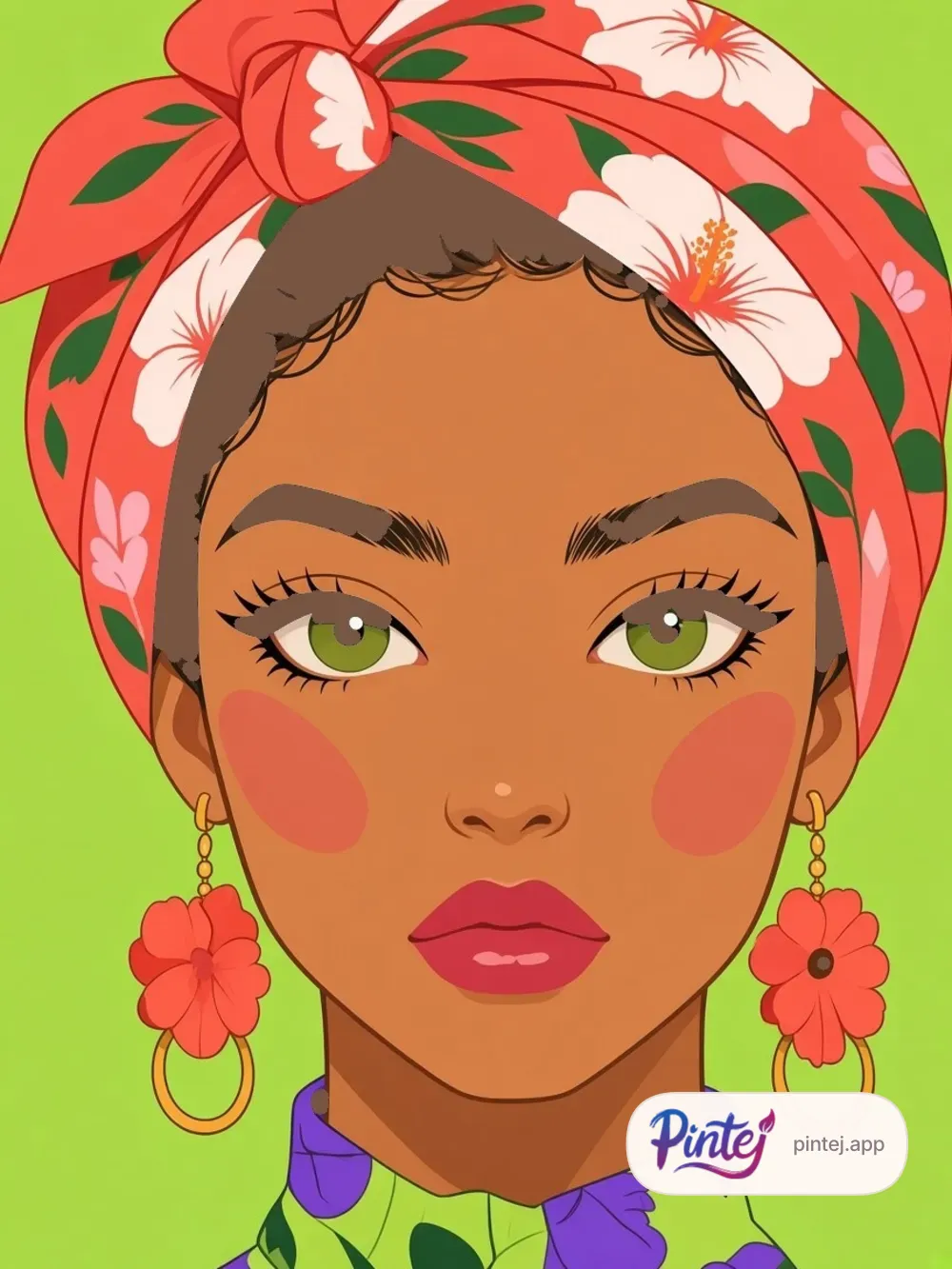 Headscarf and hibiscus — In color