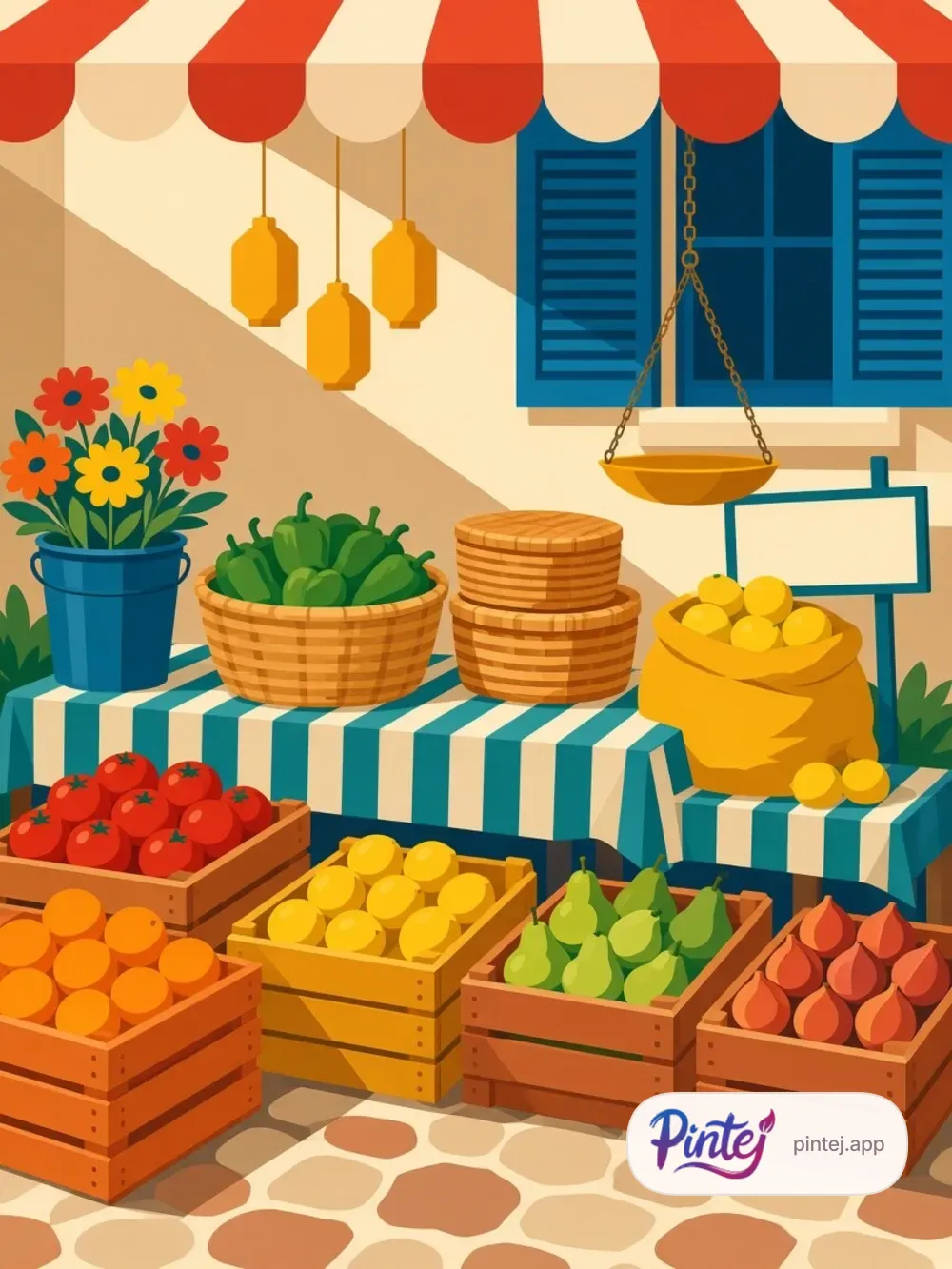 Market stall — In color