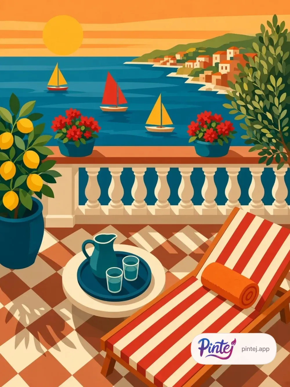 Seaside terrace — In color