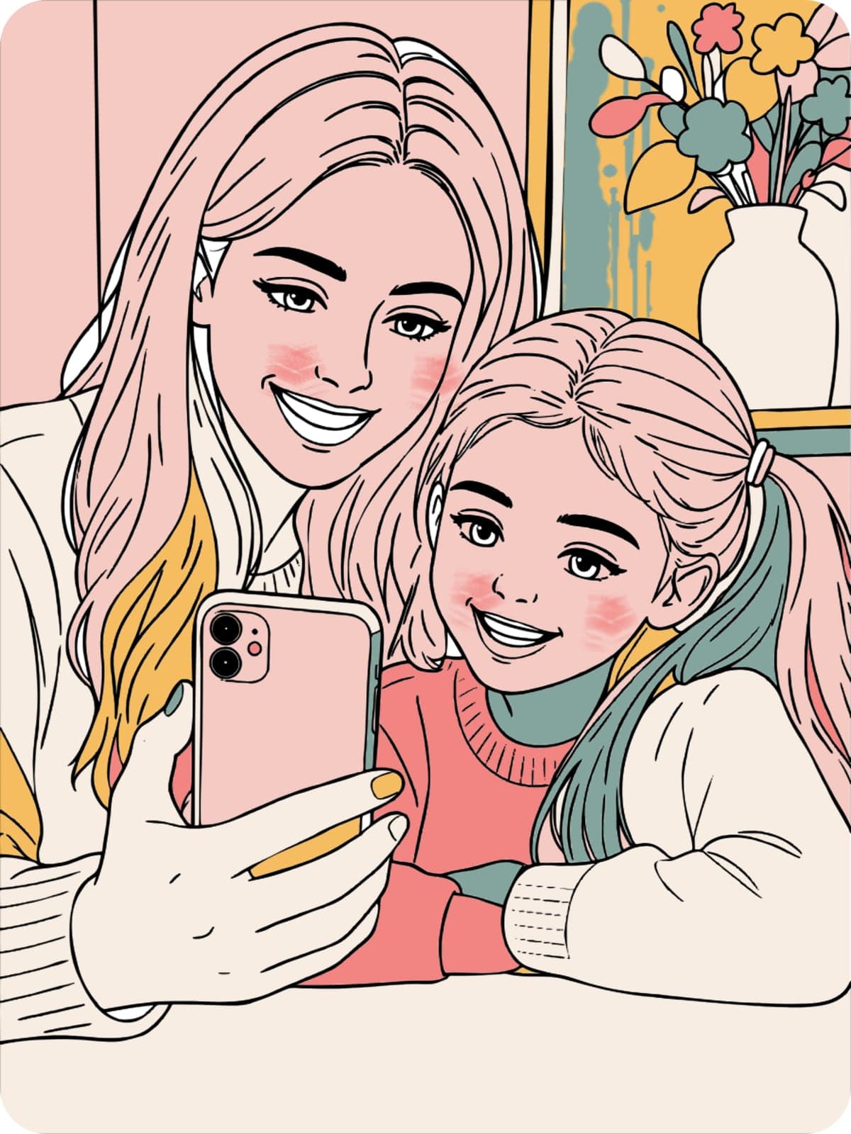 La même page coloriée dans l’app Pintej