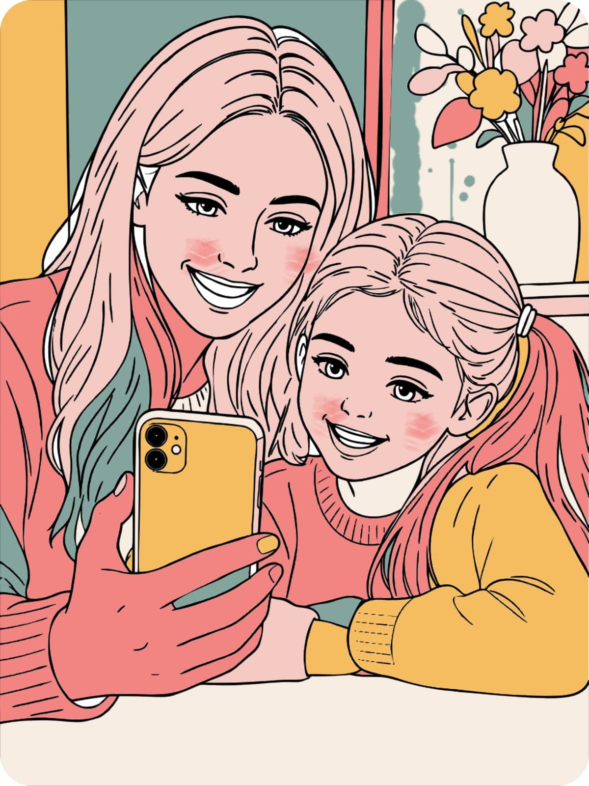 A mesma página pintada na app Pintej