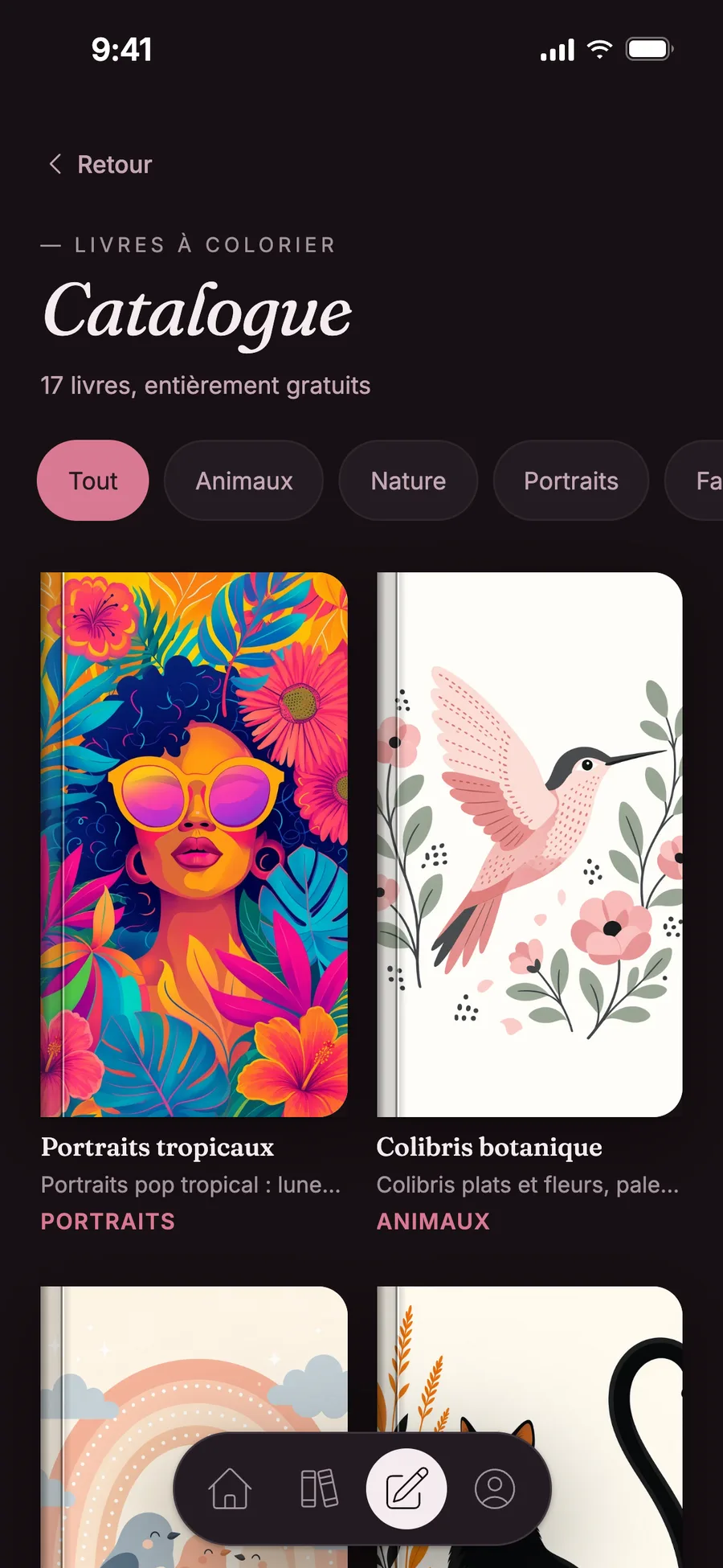 Catalogue des livres officiels dans l’app Pintej