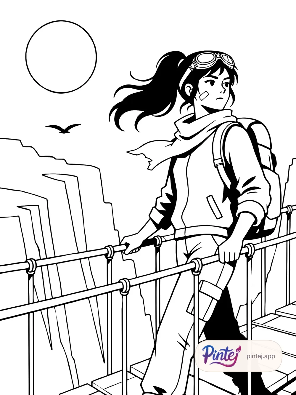 Rope bridge — Line art
