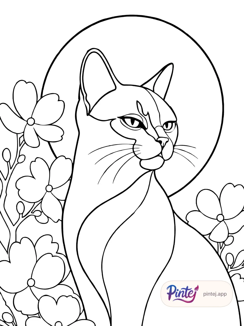 Cat and rising sun — Line art