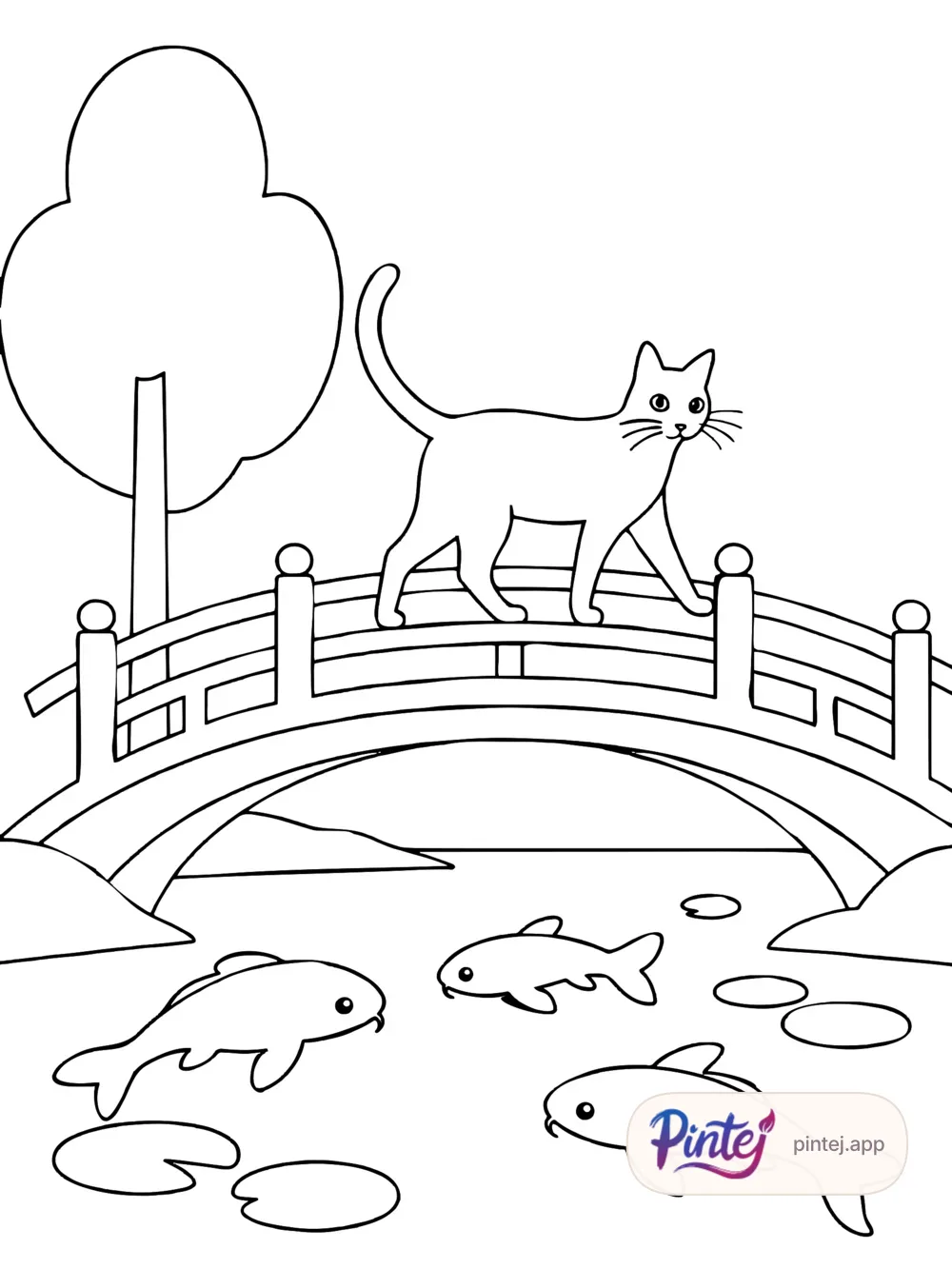 Koi bridge — Line art