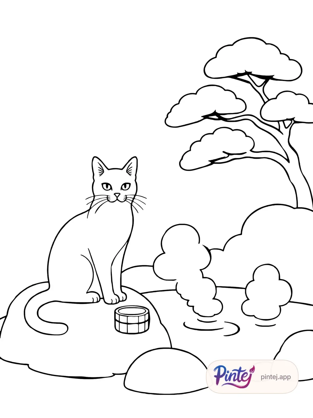 Snowy onsen — Line art