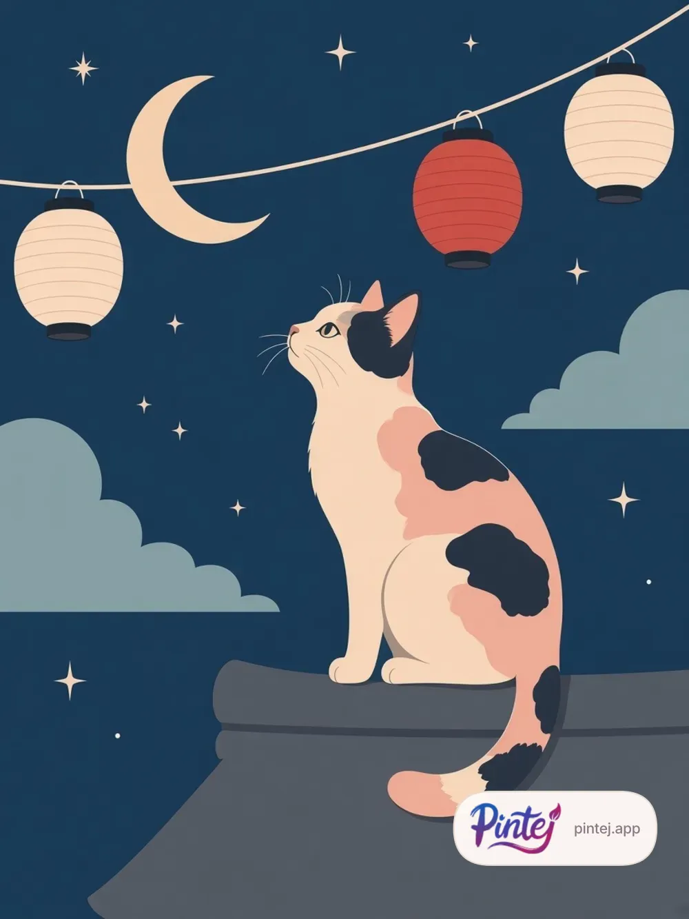 Lanterns and moon