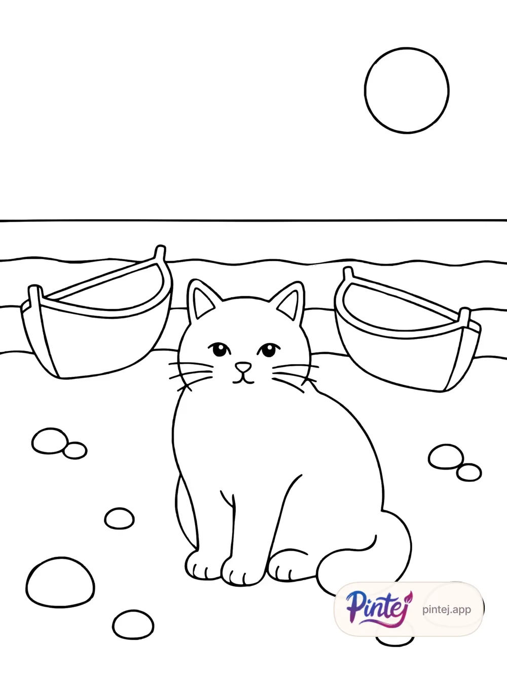 Beach and boats — Line art