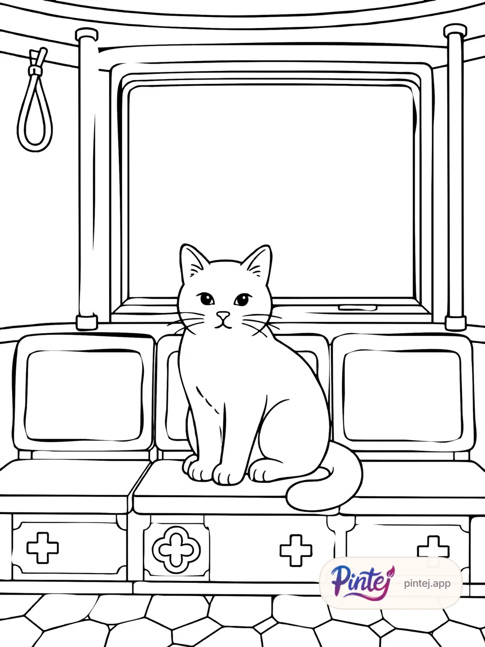 Inside the tram — Line art