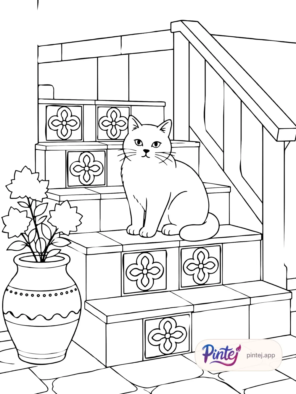 Azulejo staircase — Line art