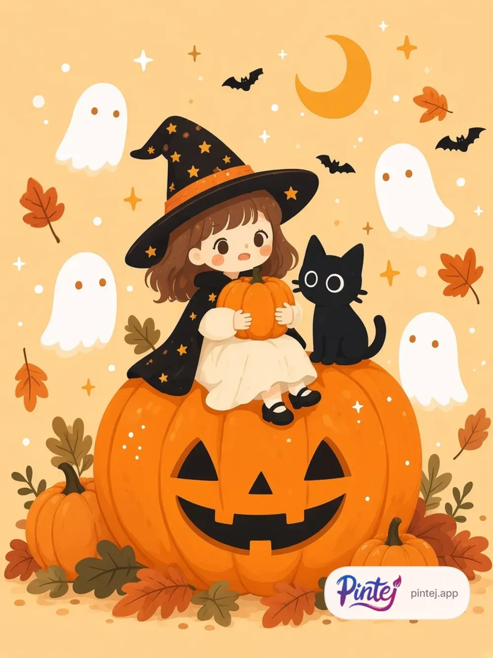 Witch and pumpkin — In color