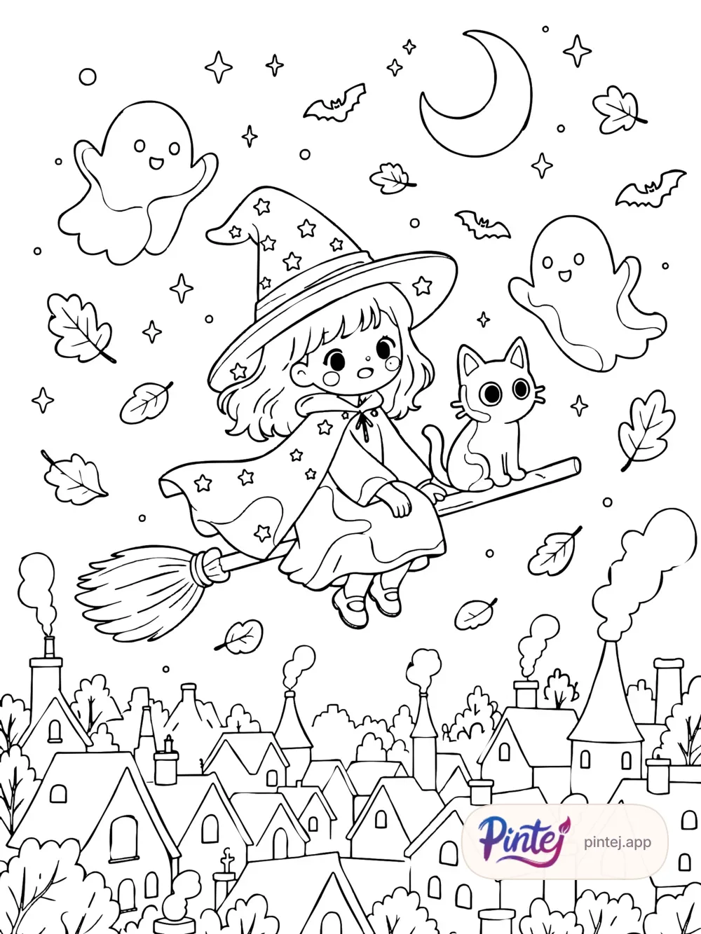 Broomstick ride — Line art