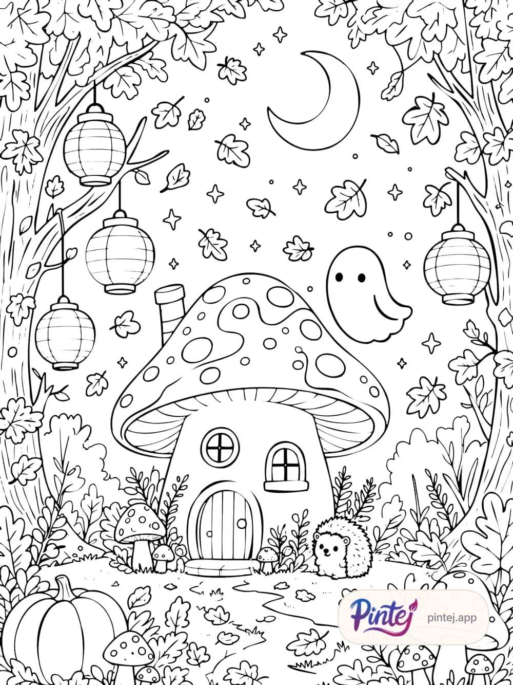 Mushroom house — Line art