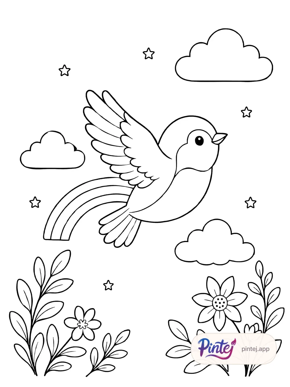 In flight — Line art