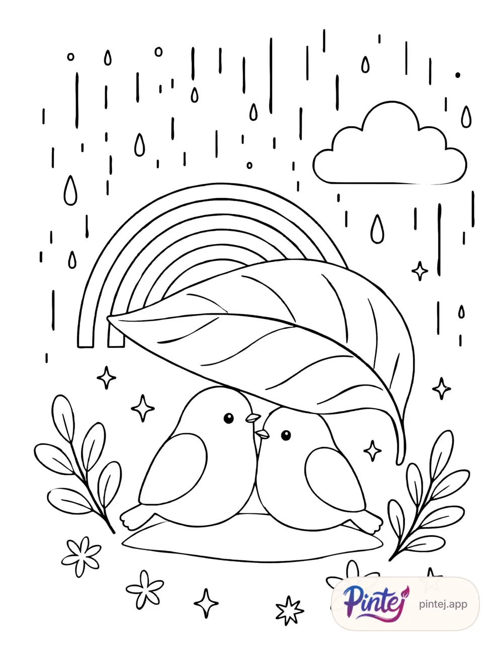 Soft rain — Line art
