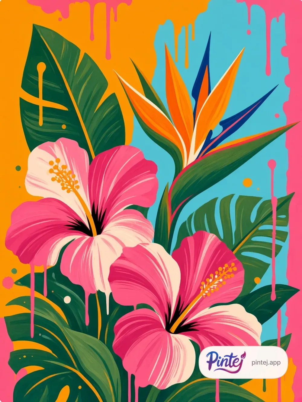 Hibiscus & bird of paradise