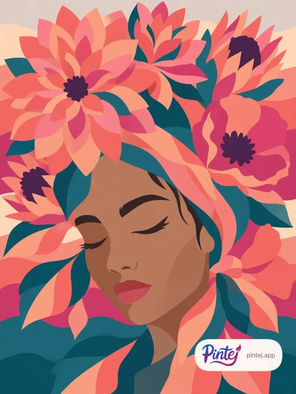 Headscarf and dahlias