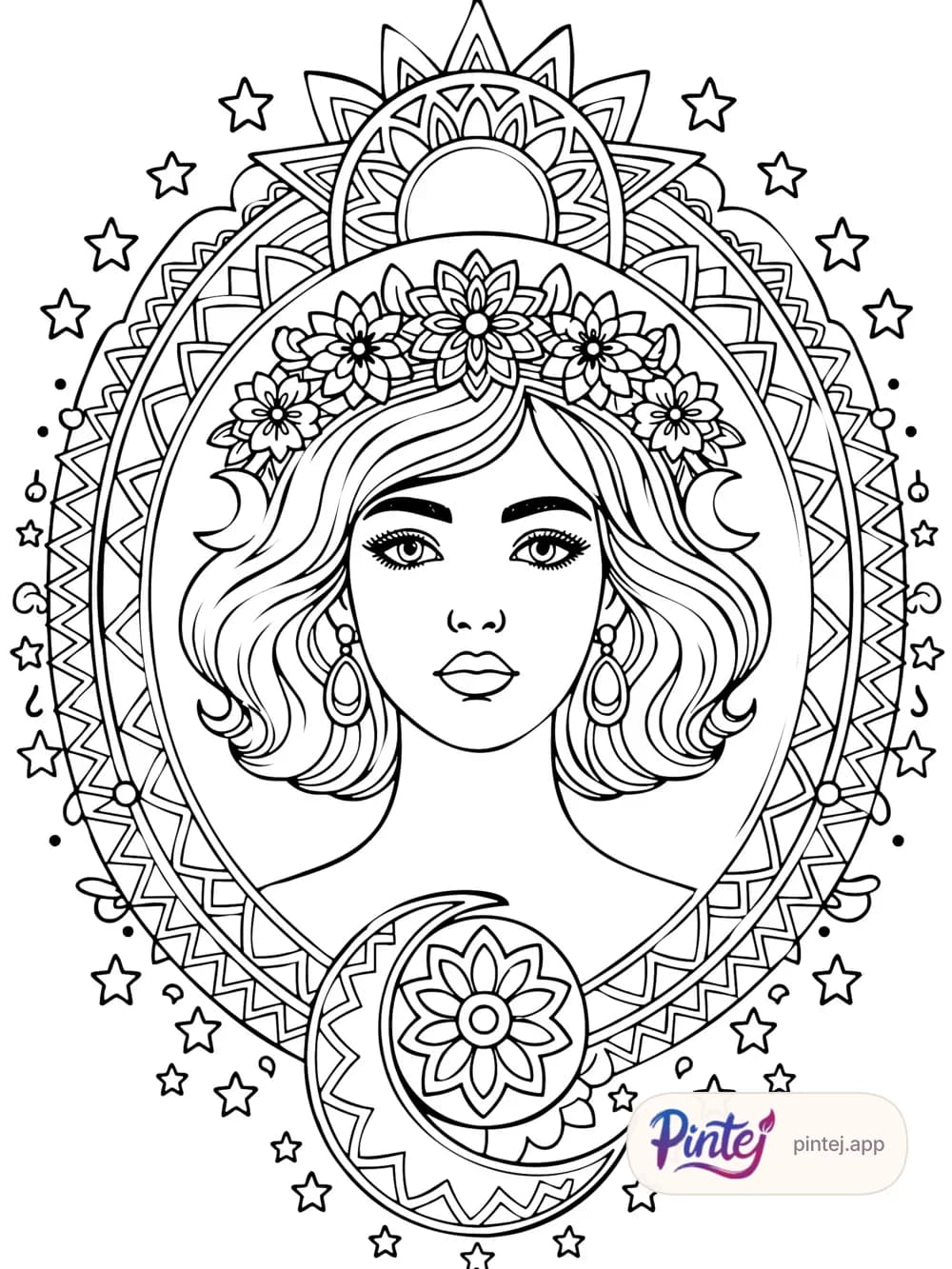 Flower crown — Line art